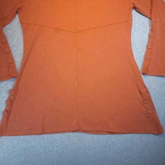 NOELLE Women's Orange Long Sleeve Flared Tunic with Large Buttons  ~ XL - Picture 6 of 9
